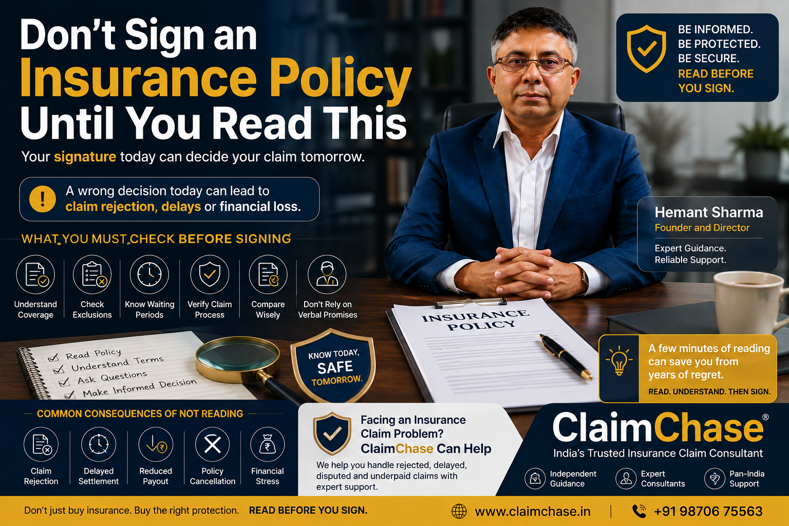 Insurance policy review by ClaimChase before signing